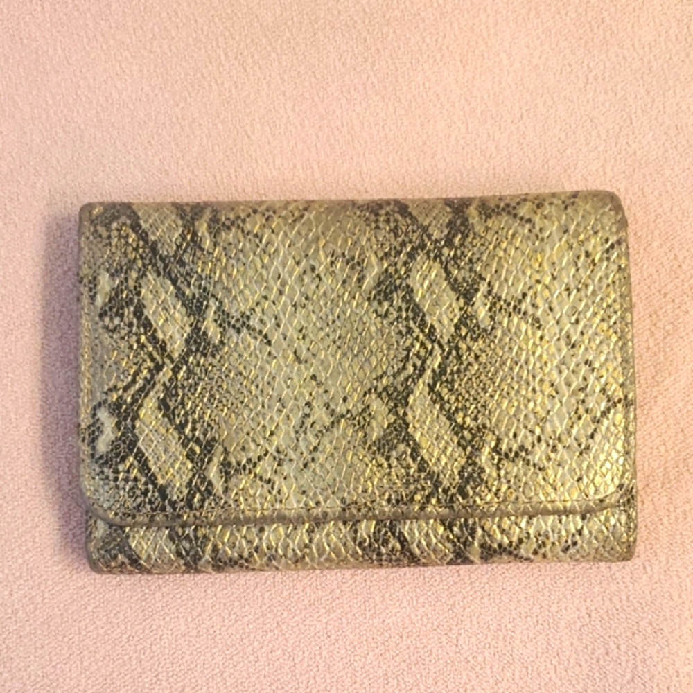 HOBO Gold and Black Snakeskin Wallet